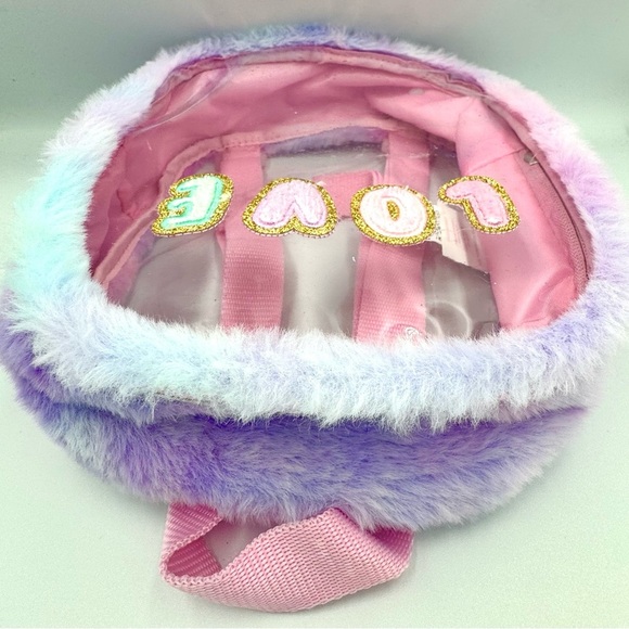 Kids Pastel “LOVE” Patch Small Clear Backpack - Picture 3 of 3